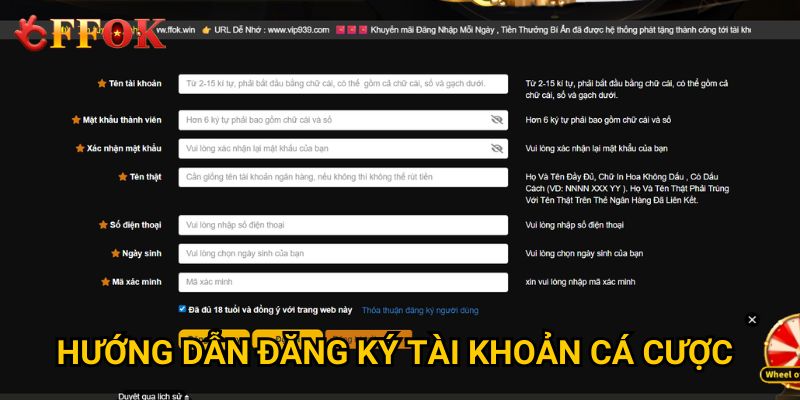 Hướng dẫn đăng ký tài khoản cá cược